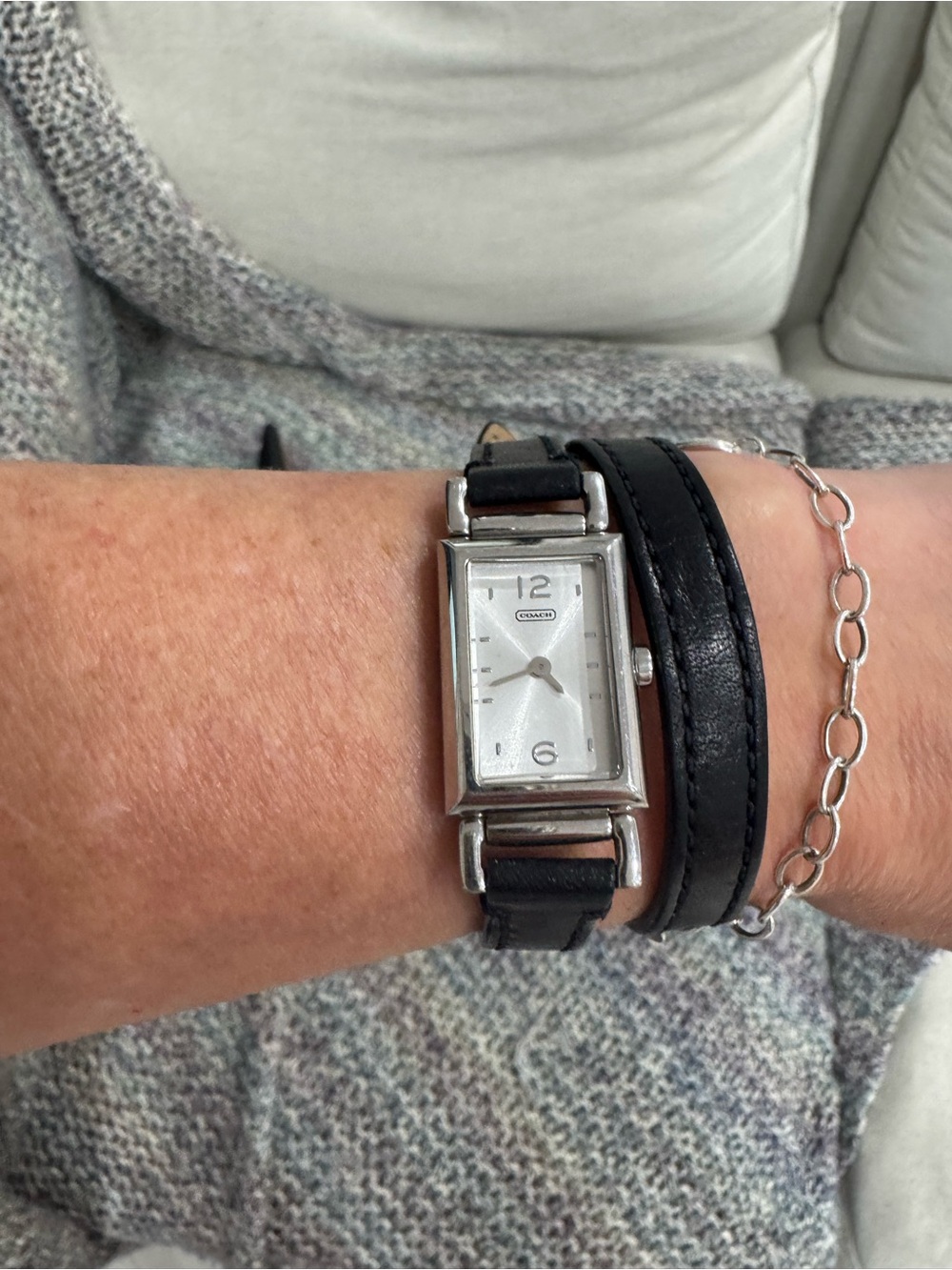 Coach Black Madison Wrap Leather Rectangular Watch